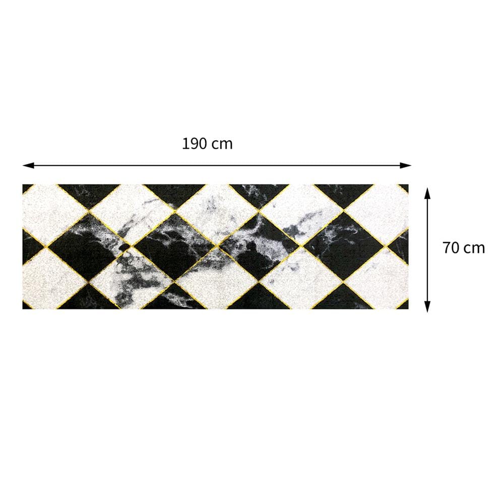 พรมเช็ดเท้าดักฝุ่น PRAW DE CHESS BOARD 70X190 ซม. สีดำ/ขาว