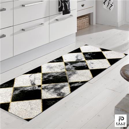พรมเช็ดเท้าดักฝุ่น PRAW DE CHESS BOARD 70X190 ซม. สีดำ/ขาว_6