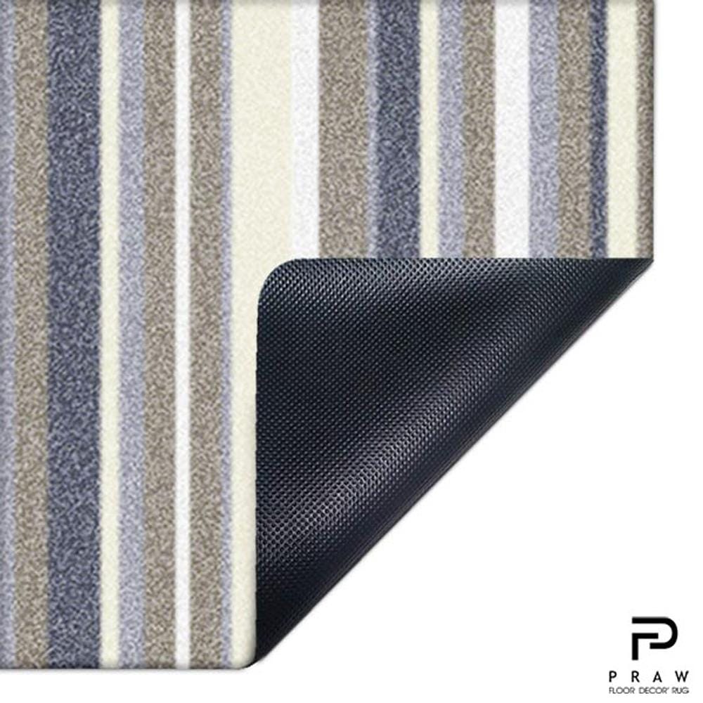 พรมเช็ดเท้าดักฝุ่น PRAW DE STRIPE 70X190 ซม. สีเทา/เบจ