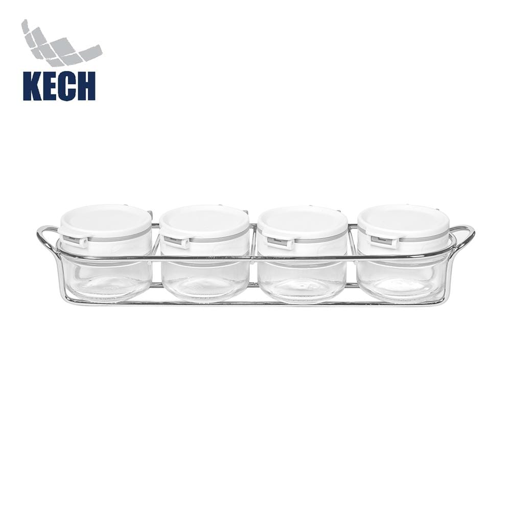ชุดที่ใส่เครื่องปรุง KECH ECHO 0.085 ลิตร 4 ขวด สีขาว