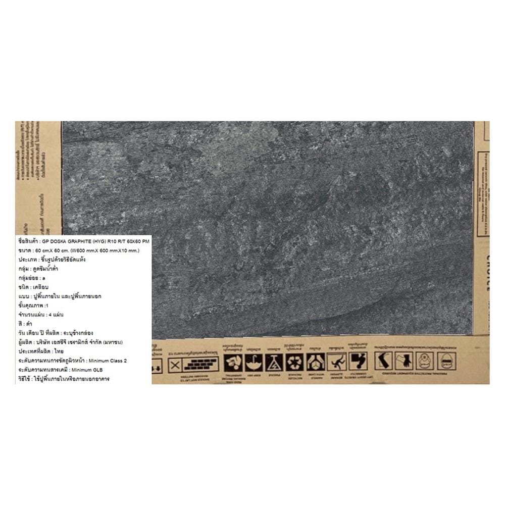 กระเบื้องพื้นพอร์ซเลน 60x60 ซม. COTTO ดอสก้า ดำ HYG PM 1.44 ตร.ม.