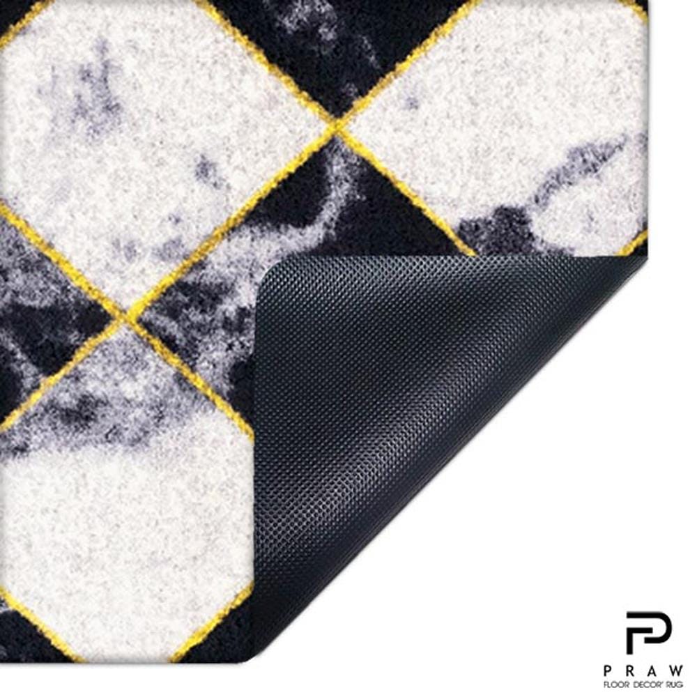 พรมเช็ดเท้าดักฝุ่น PRAW DE CHESS BOARD 50X75 ซม. สีดำ/ขาว