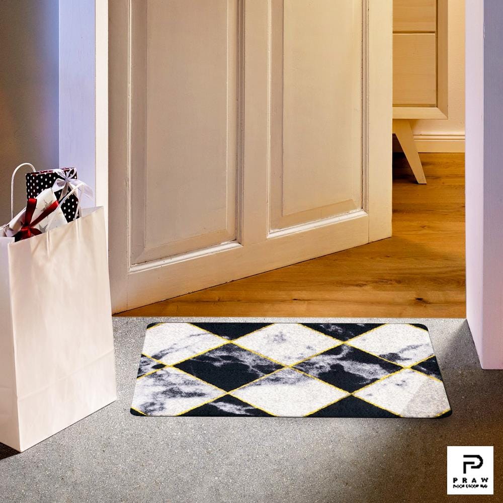 พรมเช็ดเท้าดักฝุ่น PRAW DE CHESS BOARD 50X75 ซม. สีดำ/ขาว