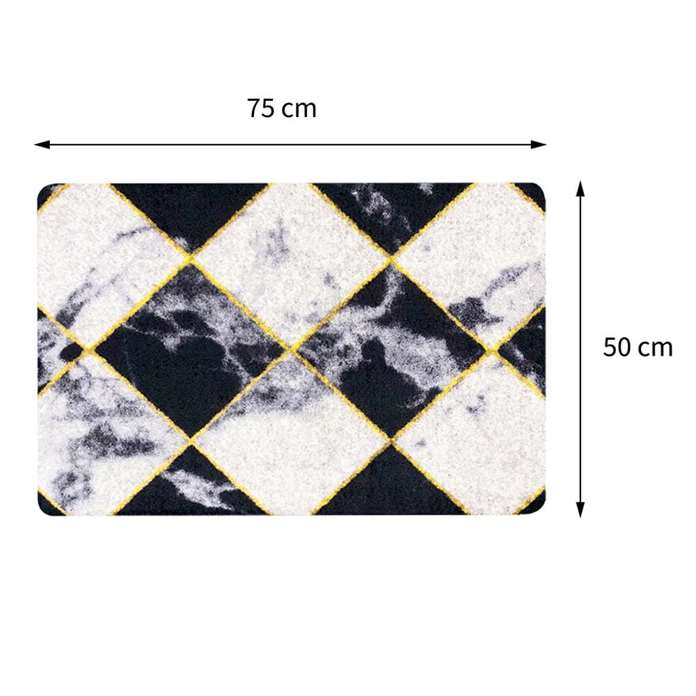 พรมเช็ดเท้าดักฝุ่น PRAW DE CHESS BOARD 50X75 ซม. สีดำ/ขาว