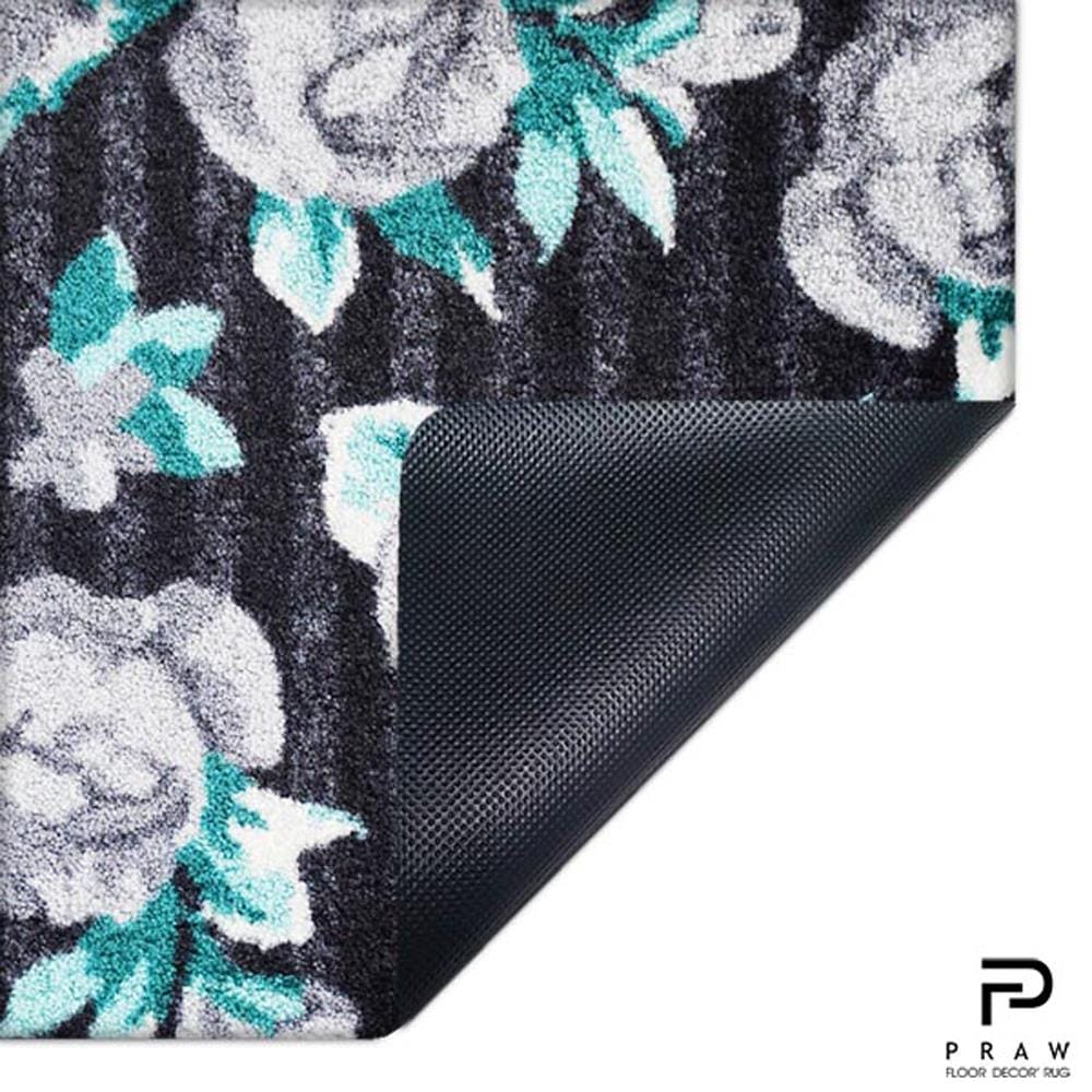 พรมเช็ดเท้าดักฝุ่น PRAW DE GREY ROSE 50X75 ซม. สีดำ/เทา