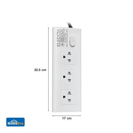 รางปลั๊กไฟทรงเหลี่ยม 3 ช่อง 1 สวิตช์ ELECKTA ET431 3 ม. สีขาว_5