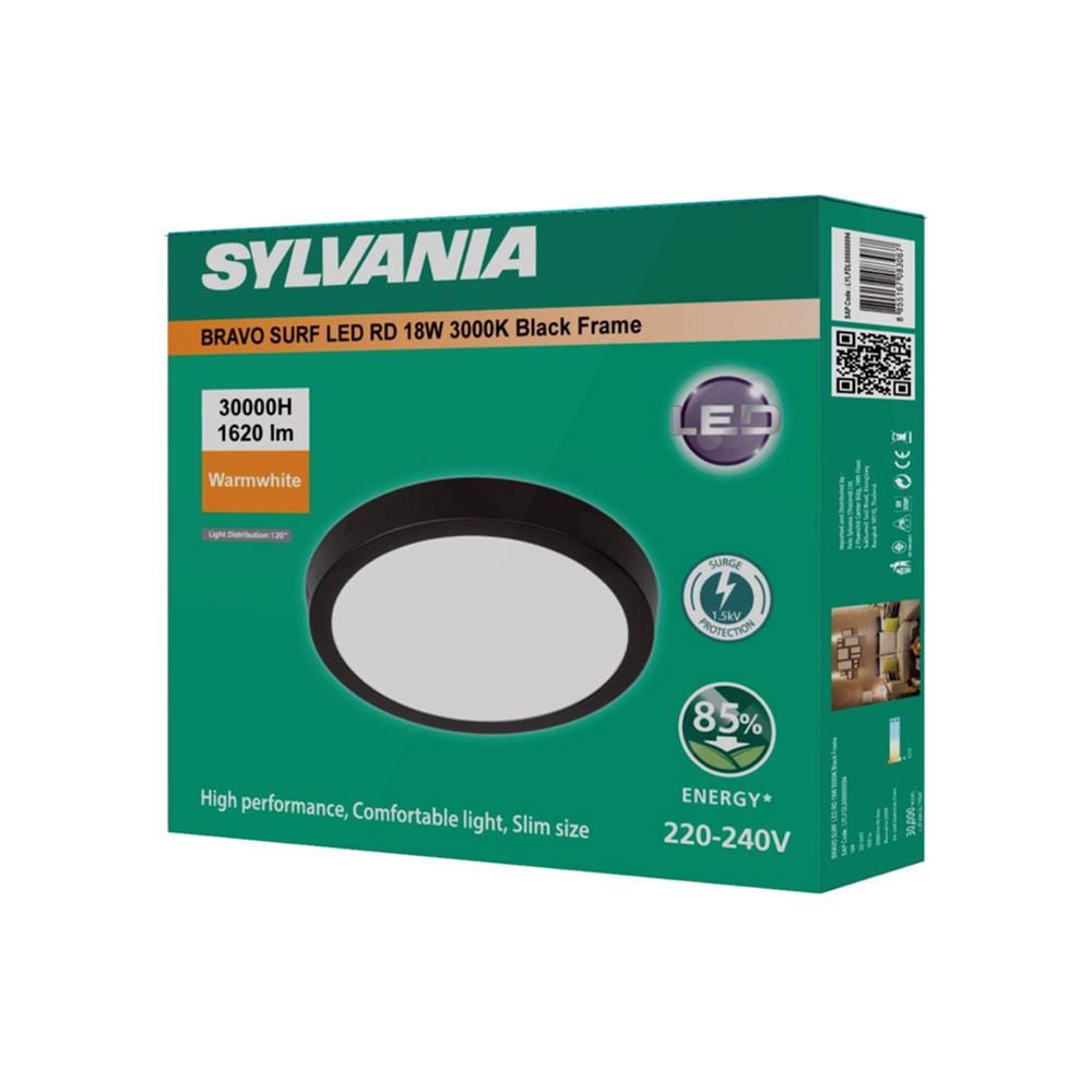 ดาวน์ไลท์ LED SYLVANIA BRAVO SURF 8 นิ้ว 18 วัตต์ WARM WHITE สีดำ