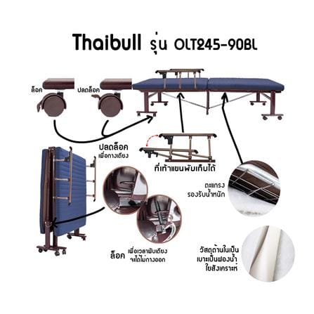 เตียงพับพร้อม TOPPER THAIBULL OLT245-90BL สีน้ำเงิน_4