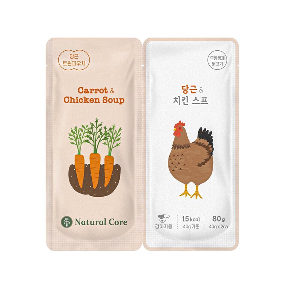 อาหารเปียกสุนัข NATURAL CORE TWIN POUCH CARROT AND CHICKEN SOUP 80 ก.