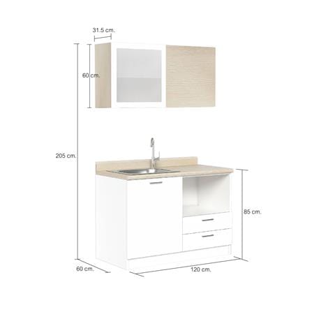 ครัวสำเร็จรูปท็อปซิงค์ CABIN RIKI 120 ซม. สีขาว_6