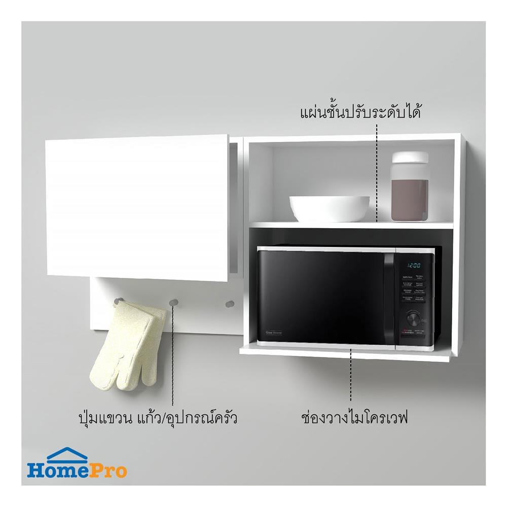 ครัวสำเร็จรูปท็อปซิงค์ซ้าย CABIN NAMI 120 ซม. สีขาว