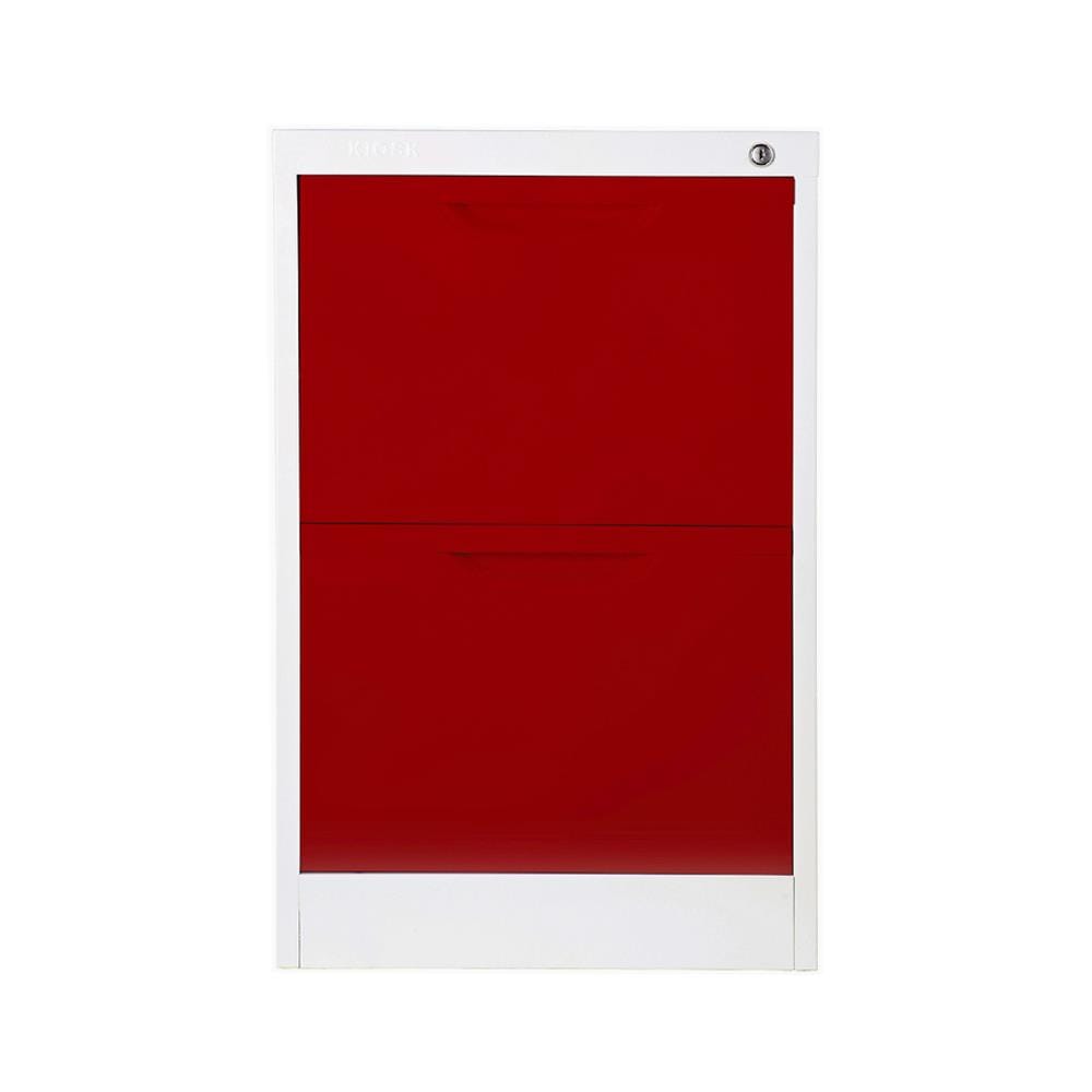 ตู้ลิ้นชักเหล็ก 2 ลิ้นชัก KIOSK HF-2 สีขาว/แดง