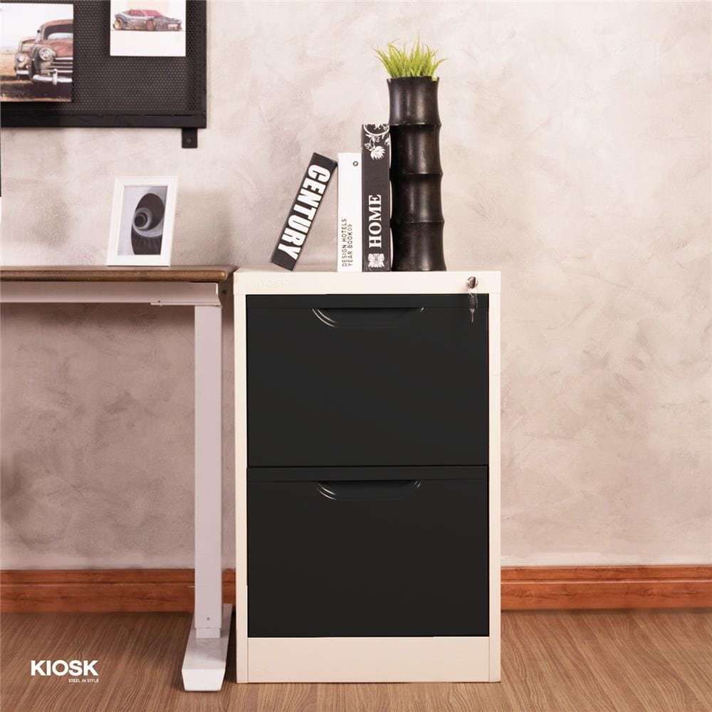 ตู้ลิ้นชักเหล็ก 2 ลิ้นชัก KIOSK HF-2 สีขาว/ดำ