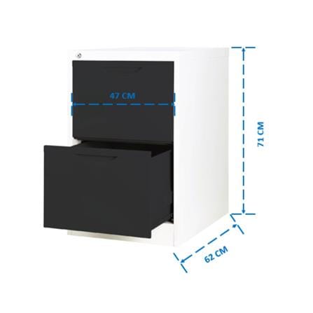 ตู้ลิ้นชักเหล็ก 2 ลิ้นชัก KIOSK HF-2 สีขาว/ดำ_7