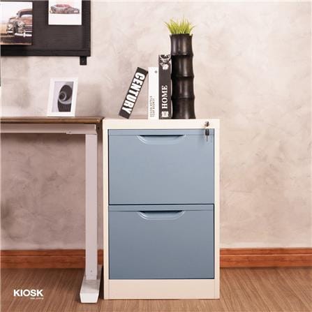 ตู้ลิ้นชักเหล็ก 2 ลิ้นชัก KIOSK HF-2 สีขาว/เทา_4