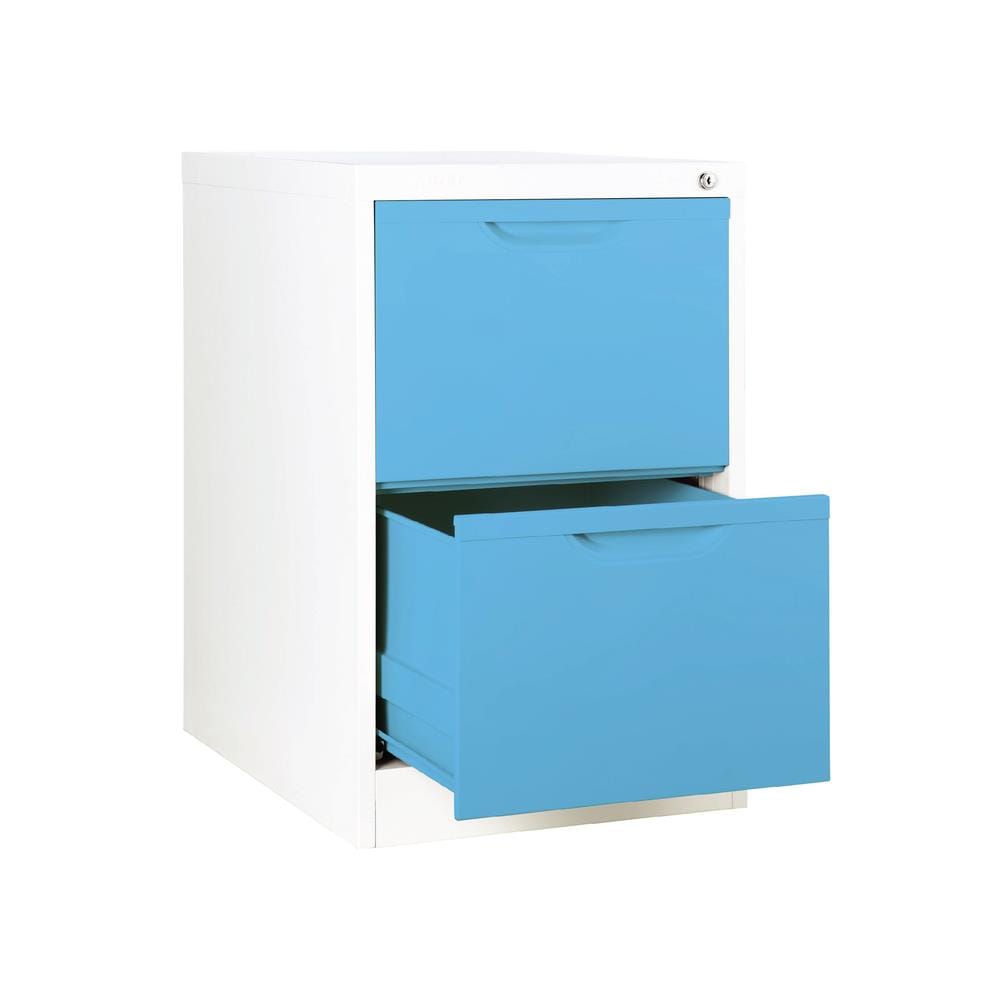 ตู้ลิ้นชักเหล็ก 2 ลิ้นชัก KIOSK HF-2 สีขาว/ฟ้า