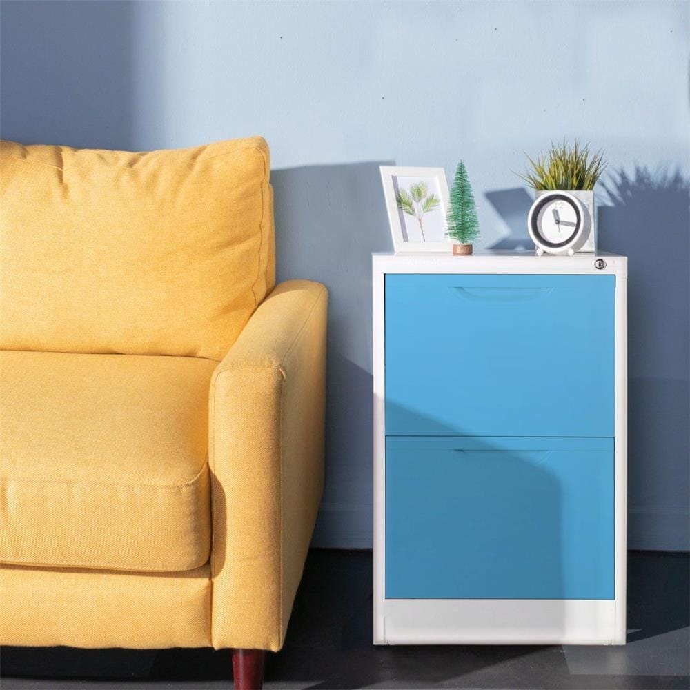 ตู้ลิ้นชักเหล็ก 2 ลิ้นชัก KIOSK HF-2 สีขาว/ฟ้า
