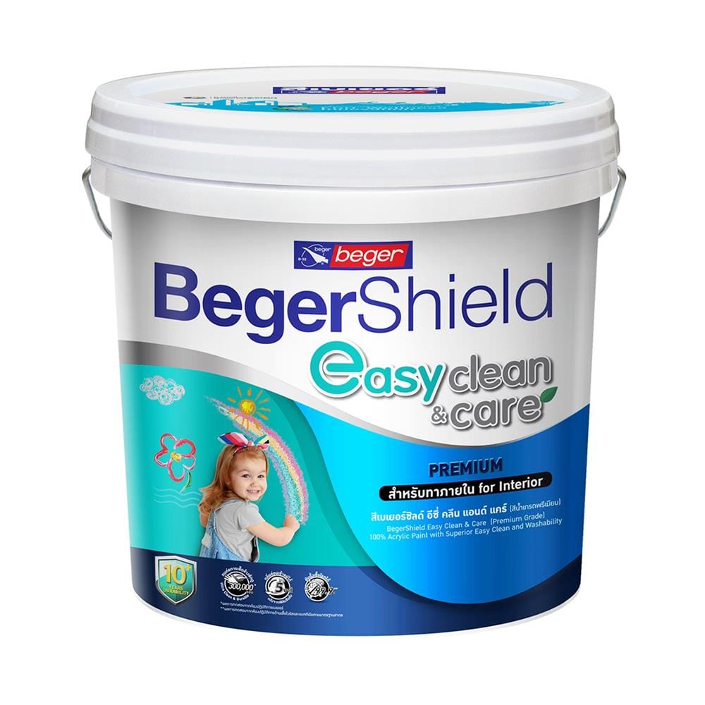 สีน้ำทาภายใน BEGER BEGERSHIELD EASY CLEAN & CARE BASE D กึ่งเงา 2.5 แกลลอน