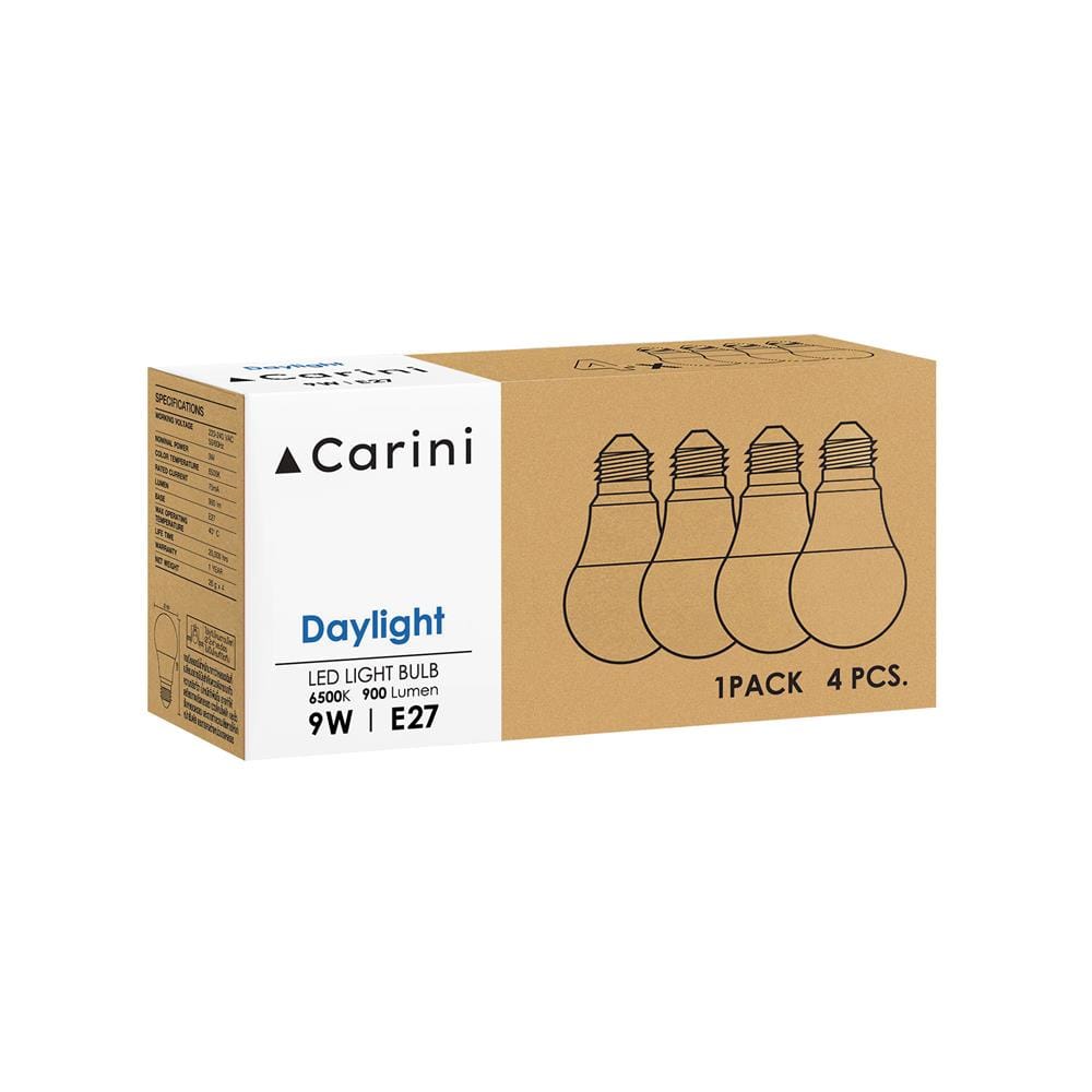 หลอด LED CARINI A60 ECOLIFE 9 วัตต์ DAYLIGHT E27 แพ็ก 4 ชิ้น