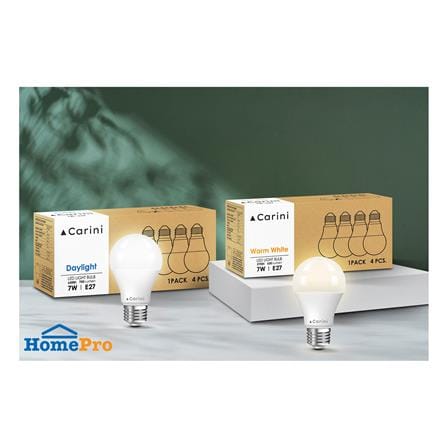 หลอด LED CARINI A60 ECOLIFE 7 วัตต์ WARM WHITE E27 แพ็ก 4 ชิ้น_4