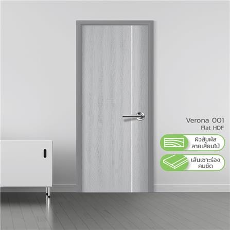 ประตูภายใน HDF METRO VERONA 001 80X200 ซม. สีรองพื้น เจาะลูกบิด_2
