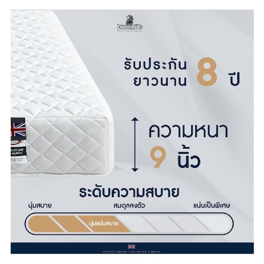 ที่นอนสปริง 6 ฟุต DUNLOPILLO รุ่น HAVEN พร้อมชุดเครื่องนอน 11 ชิ้น