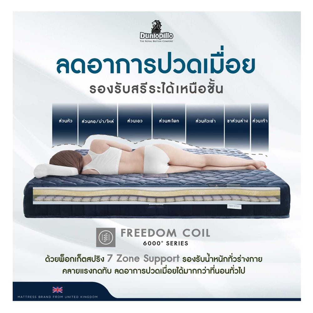 ที่นอนยางพารา 6 ฟุต DUNLOPILLO รุ่น ELEGANCE พร้อมชุดเครื่องนอน 11 ชิ้น