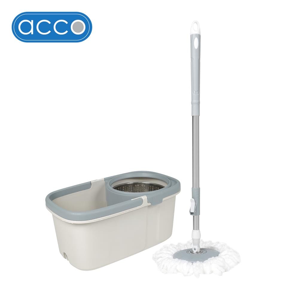 ชุดอุปกรณ์ถังปั่นพร้อมไม้ม็อบ ACCO CLEAN สีขาว/เทา