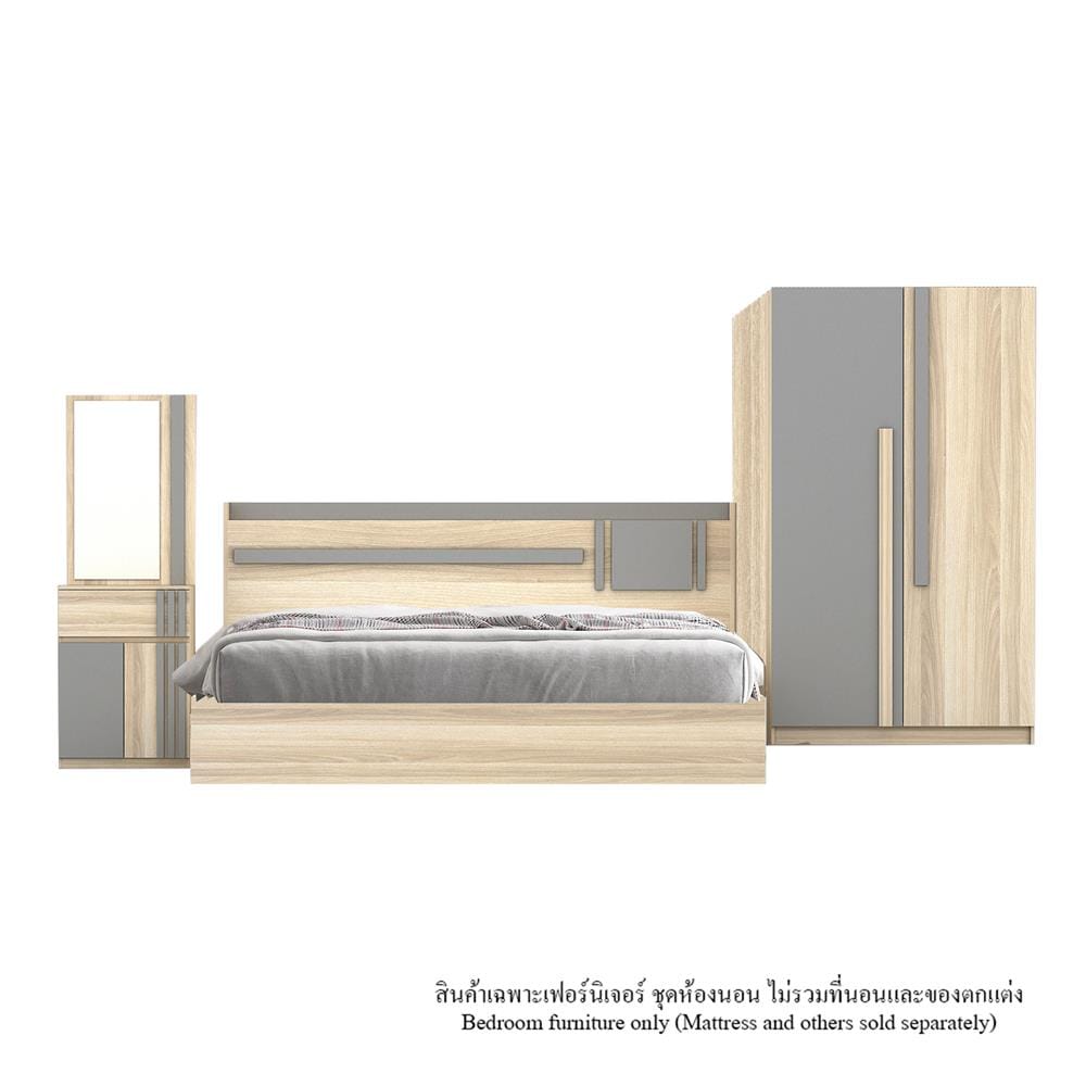 ชุดห้องนอน 6 ฟุต FURDINI FINN สีไวท์โอ๊ค/เทา