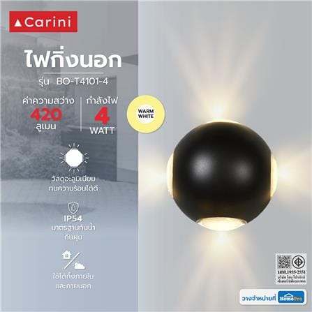 ไฟกิ่งภายนอก LED CARINI BO-T4101-4 4 วัตต์ WARM WHITE สีดำ_7