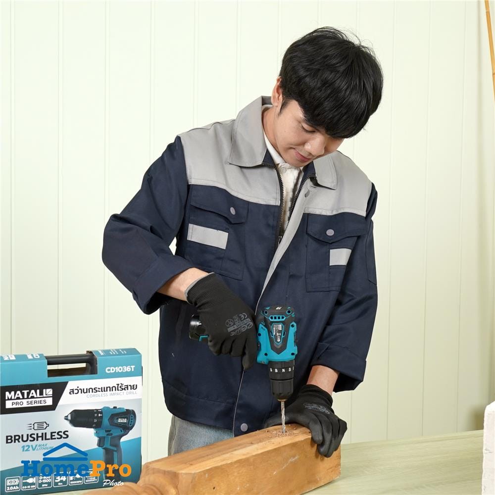 สว่านกระแทกไร้สาย (พร้อมแบตเตอรี่) MATALL PRO CD1036T BL 12 โวลต์