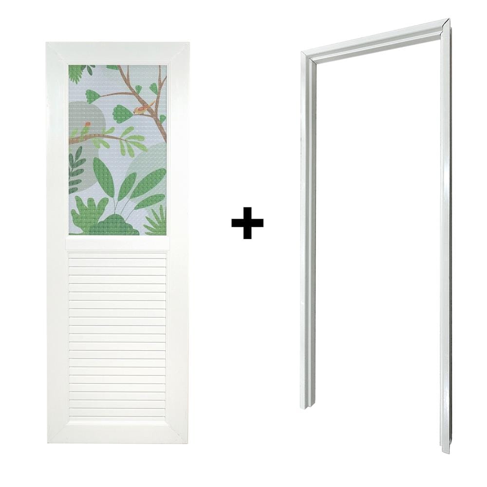 ประตูห้องน้ำ UPVC AZLE TROPICAL 70X200 ซม. สีขาว พร้อมวงกบ ไม่เจาะลูกบิด