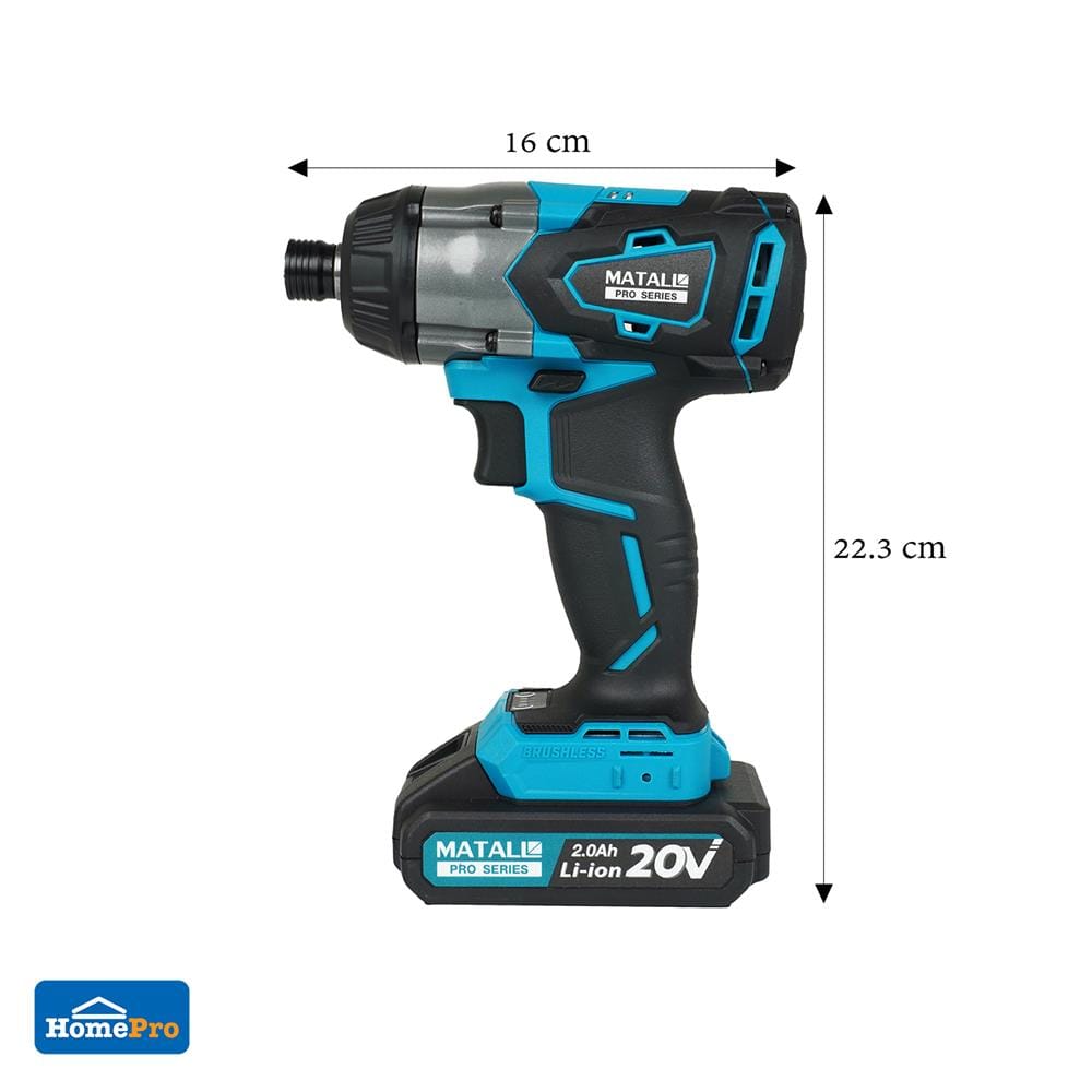 สว่านไขควงกระแทกไร้สาย (พร้อมแบตเตอรี่) MATALL PRO IW2035H BL 20 โวลต์