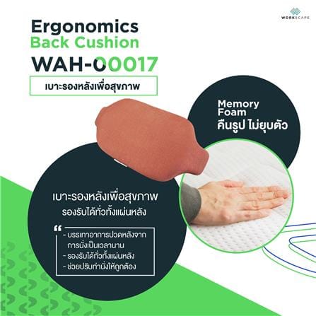 เบาะรองหลัง WORKSCAPE WAH-00017 9.8X19.6 นิ้ว สีส้ม_3