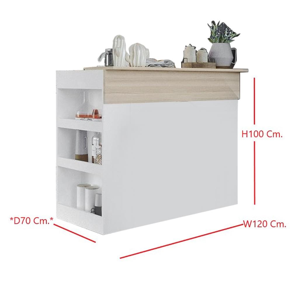 เคาน์เตอร์บาร์ชั้นวางฝั่งซ้าย SB FURNITURE SENDO 19210227 120 ซม. สีขาว
