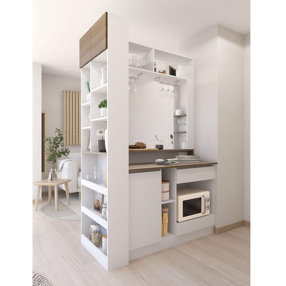 เคาน์เตอร์บาร์ชั้นวางฝั่งขวา SB FURNITURE SATOMI 19210736 140 ซม. สีขาว