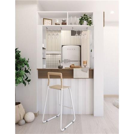 เคาน์เตอร์บาร์ชั้นวางฝั่งขวา SB FURNITURE SATOMI 19210736 140 ซม. สีขาว_8