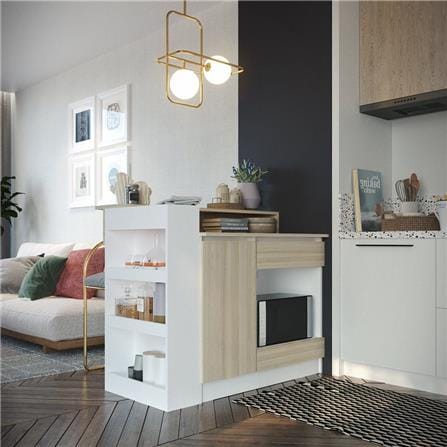 เคาน์เตอร์บาร์ชั้นวางฝั่งขวา SB FURNITURE SENDO 19210228 120 ซม. สีขาว_5