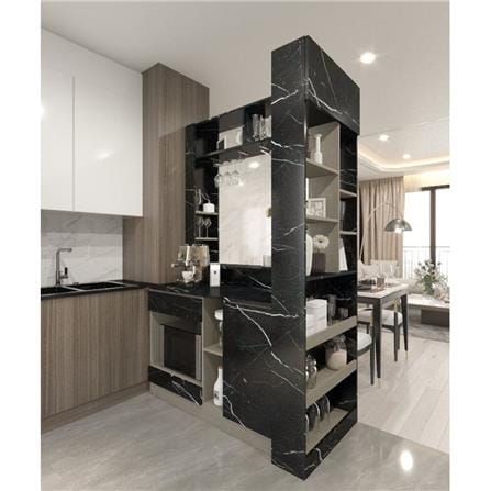 เคาน์เตอร์บาร์ชั้นวางฝั่งซ้าย SB FURNITURE LANA 19210608 140 ซม. ลายหินอ่อนดำ_2