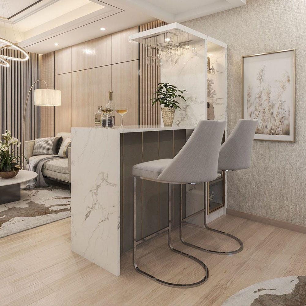 เคาน์เตอร์บาร์ตู้โชว์ฝั่งขวา SB FURNITURE MABEL 19208284 170 ซม. ลายหินอ่อนขาว