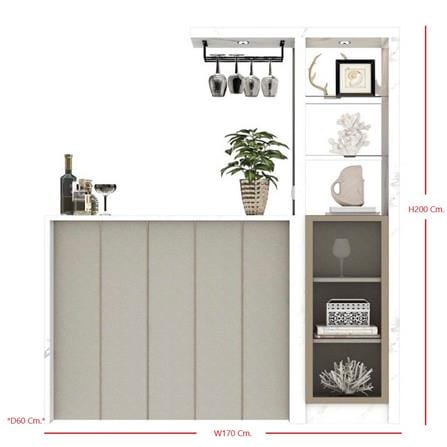เคาน์เตอร์บาร์ตู้โชว์ฝั่งขวา SB FURNITURE MABEL 19208284 170 ซม. ลายหินอ่อนขาว_4