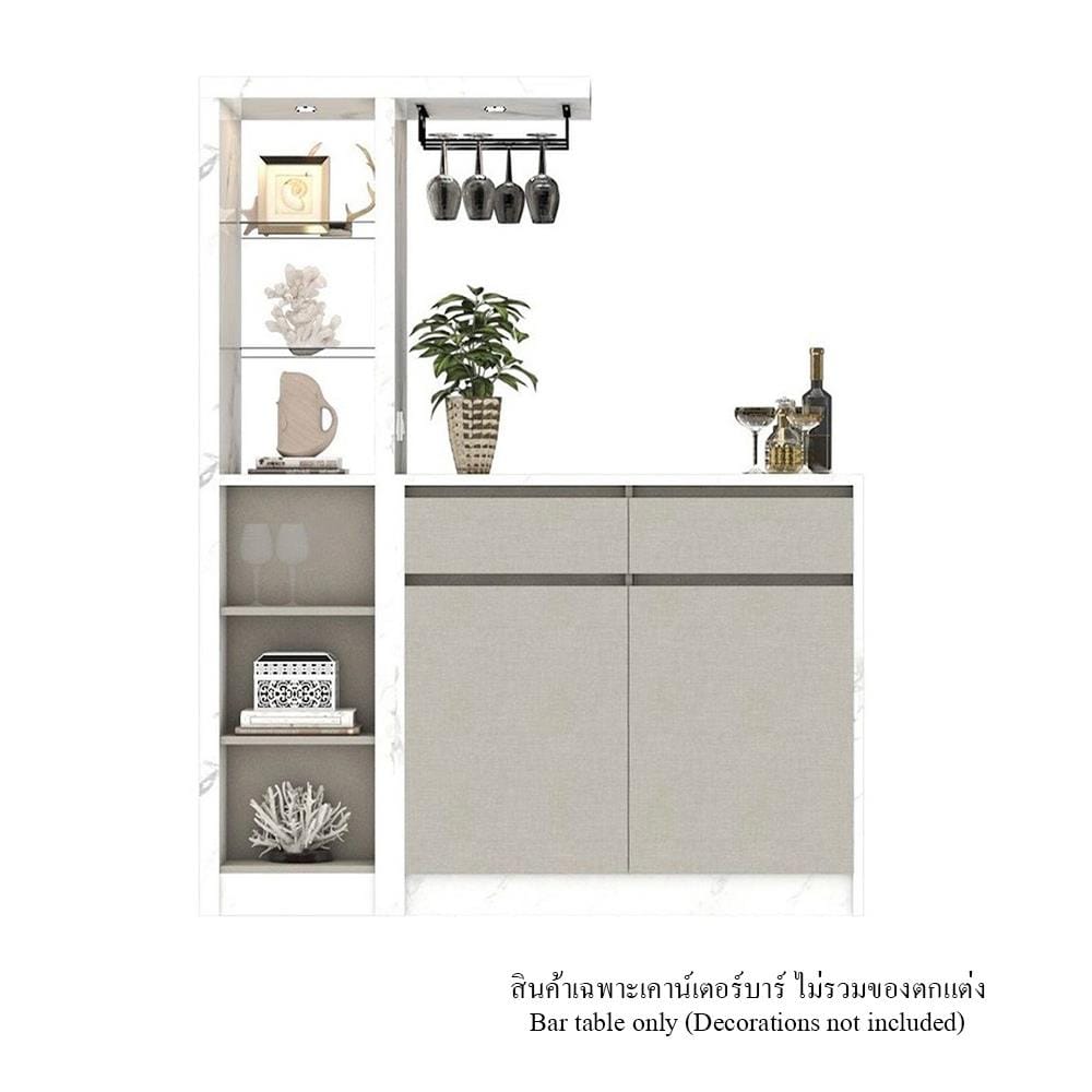 เคาน์เตอร์บาร์ตู้โชว์ฝั่งขวา SB FURNITURE MABEL 19208280 150 ซม. ลายหินอ่อนขาว