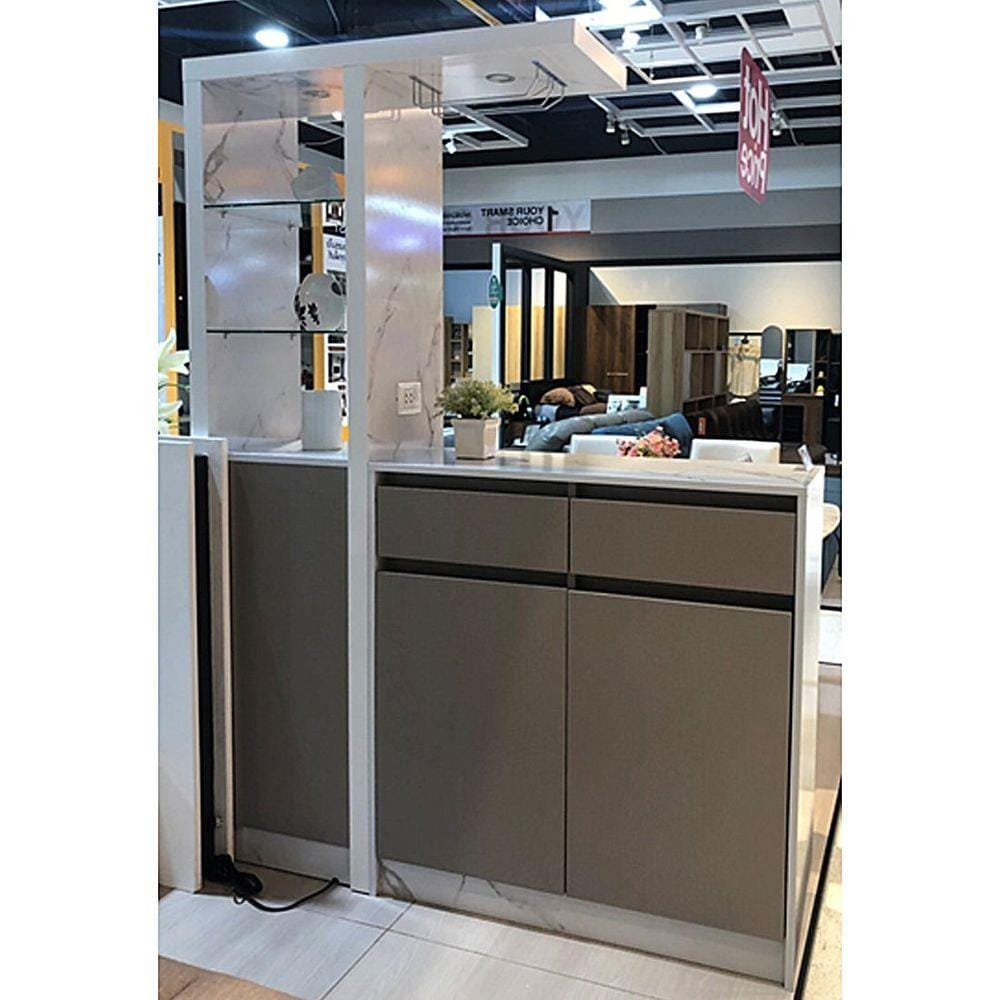 เคาน์เตอร์บาร์ตู้โชว์ฝั่งขวา SB FURNITURE MABEL 19208280 150 ซม. ลายหินอ่อนขาว