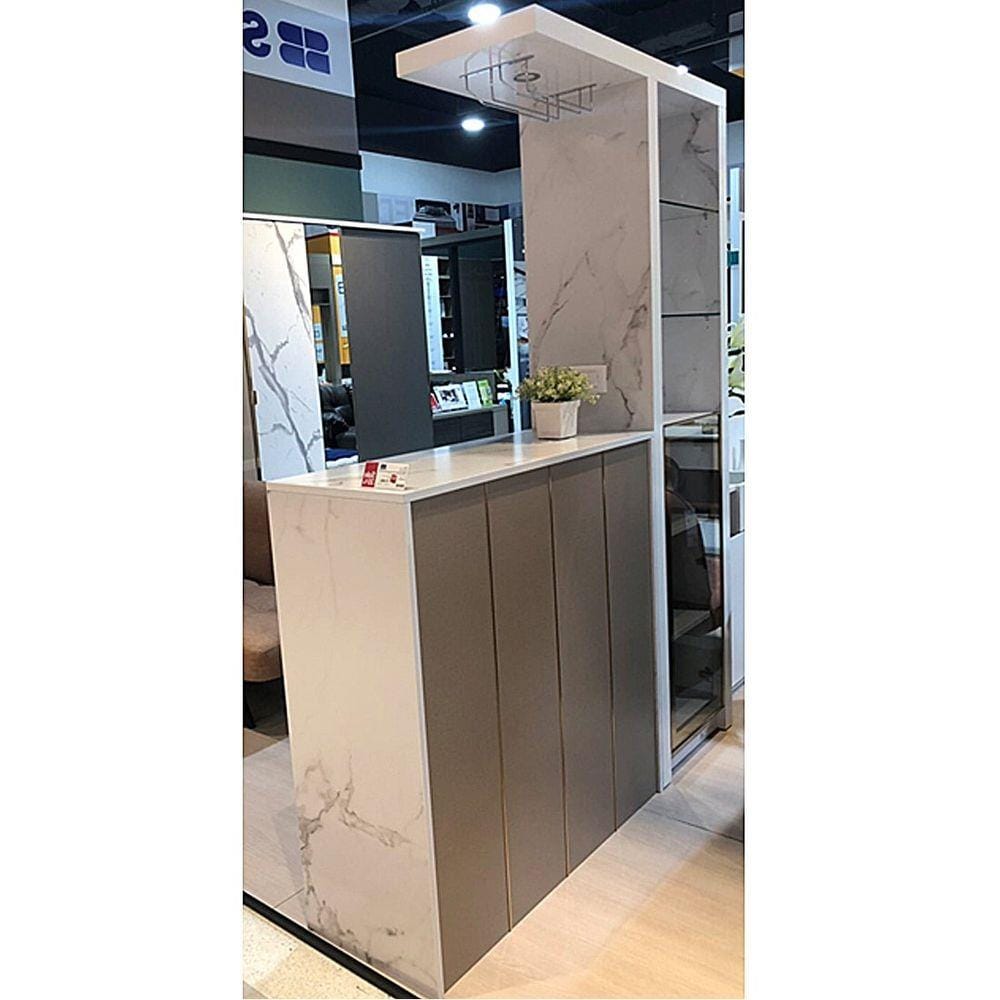 เคาน์เตอร์บาร์ตู้โชว์ฝั่งขวา SB FURNITURE MABEL 19208280 150 ซม. ลายหินอ่อนขาว