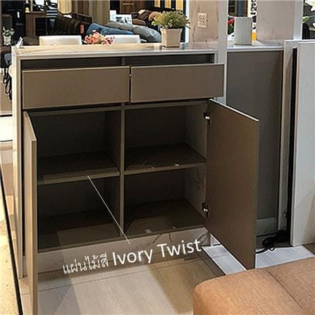เคาน์เตอร์บาร์ตู้โชว์ฝั่งขวา SB FURNITURE MABEL 19208280 150 ซม. ลายหินอ่อนขาว_4
