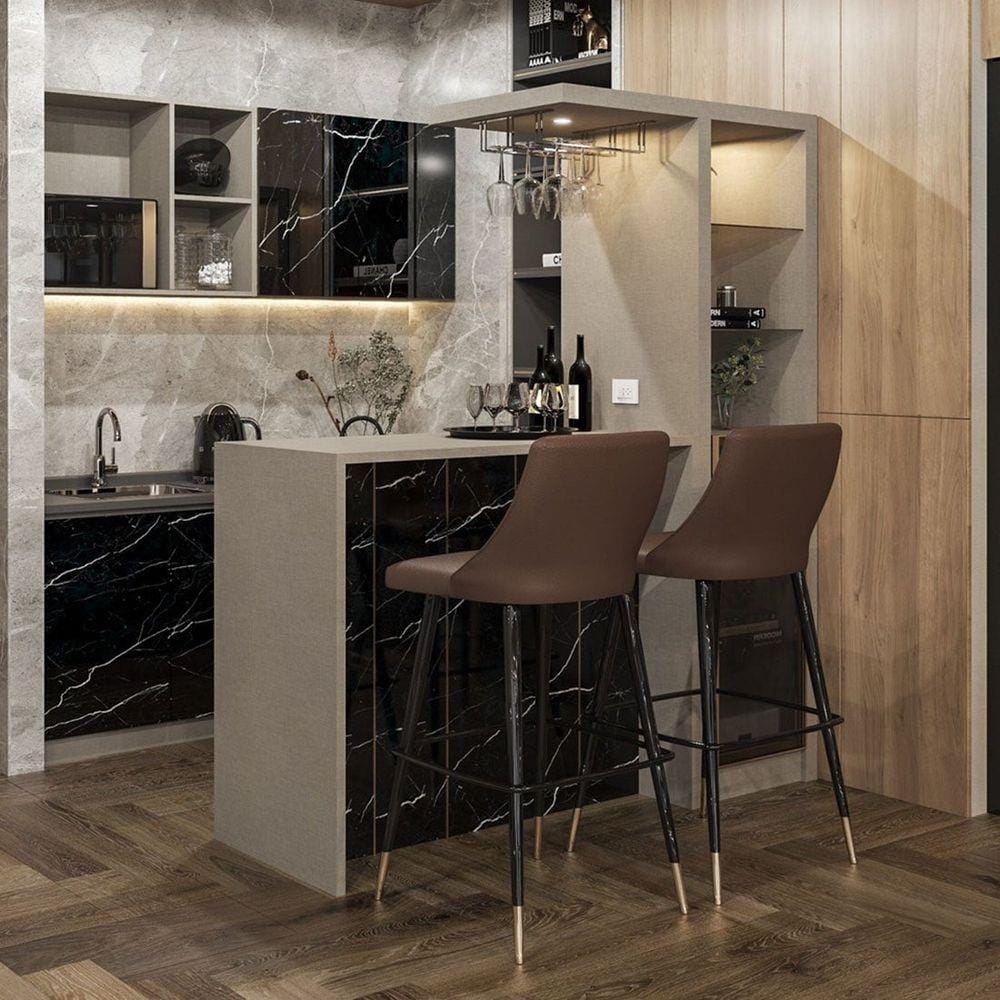 เคาน์เตอร์บาร์ตู้โชว์ฝั่งขวา SB FURNITURE MABEL 19208285 170 ซม. ลายหินอ่อนดำ