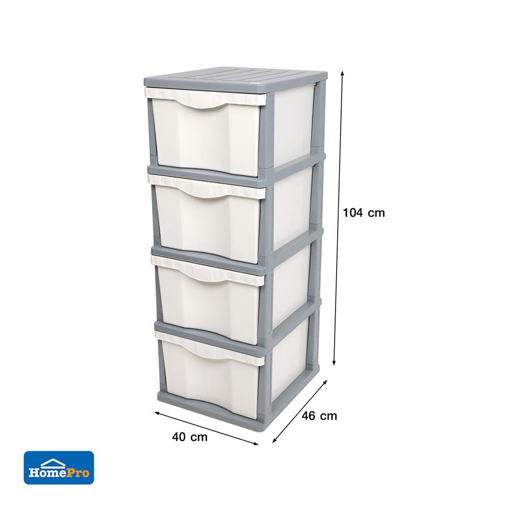 ตู้ลิ้นชัก 4 ชั้น ME LIVING JUMBO 40x46x104 ซม. สีเทา