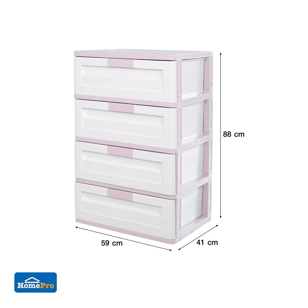 ตู้ลิ้นชัก 4 ชั้น ME LIVING MAX 59x41x88 ซม. สีชมพูพาสเทล