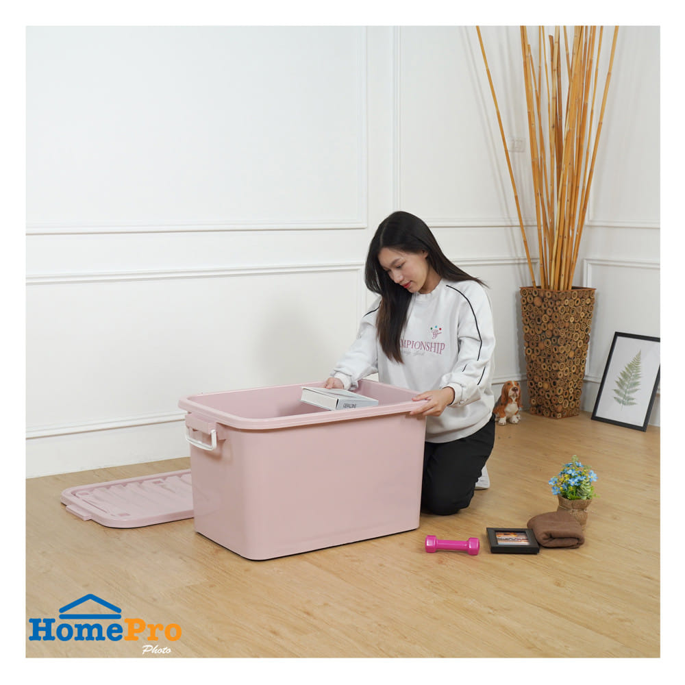 กล่องเก็บของ AB ME LIVING PASTEL 50x77x43 ซม. 110 ลิตร สีชมพู