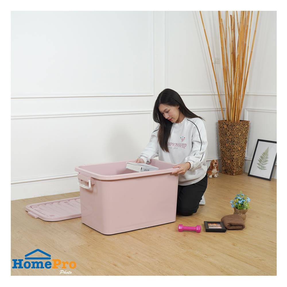 กล่องเก็บของ ME LIVING 50x77x43 ซม. 110 ลิตร สีชมพูพาสเทล